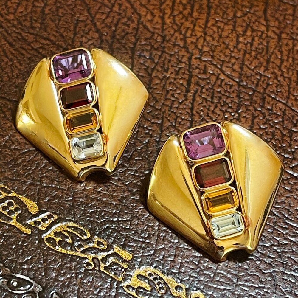 Vantage Effy 14K Gold Multi-Gemstone Stingray Earrings / wholesale